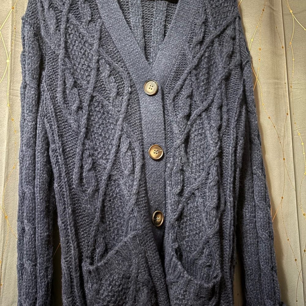 Women’s Navy Blue Cable Knit Sweater